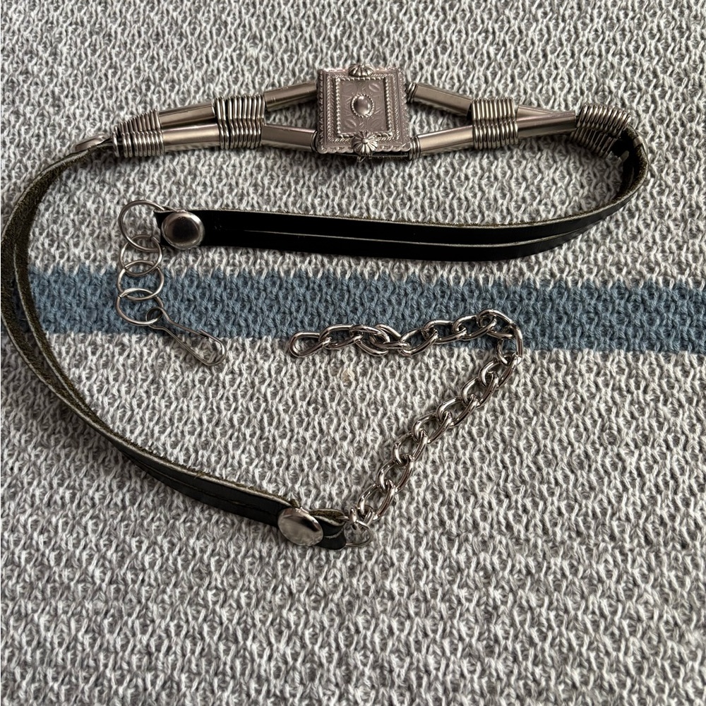 Vintage Metal & Leather Women's Belt